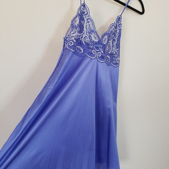 Vintage Petra Chemise Lingerie Periwinkle Lace Silky Various Size Large - Picture 4 of 6